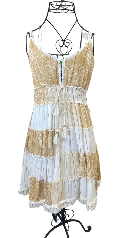 Boho Tiered Midi Dress - Gold