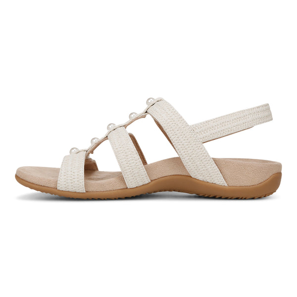 Amber Pearl Adjustable Sandal - White