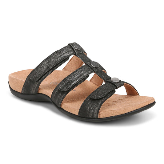 Amber Adjustable Slide Sandal WIDE - Black LAST ONE SIZE 12