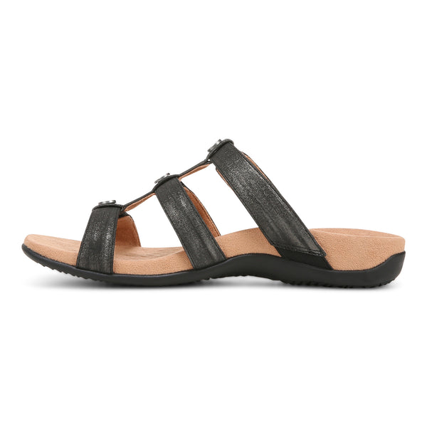 Amber Adjustable Slide Sandal - Black