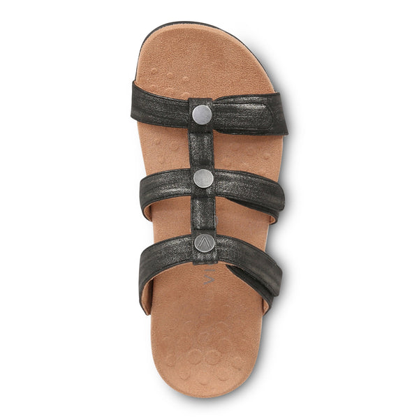 Amber Adjustable Slide Sandal WIDE - Black