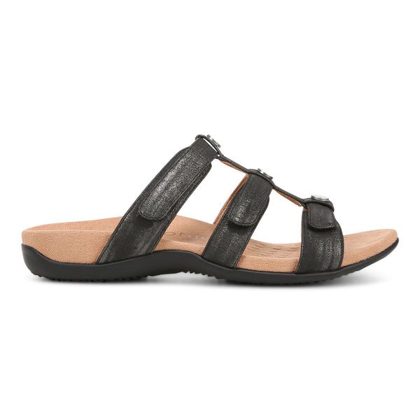 Amber Adjustable Slide Sandal WIDE - Black