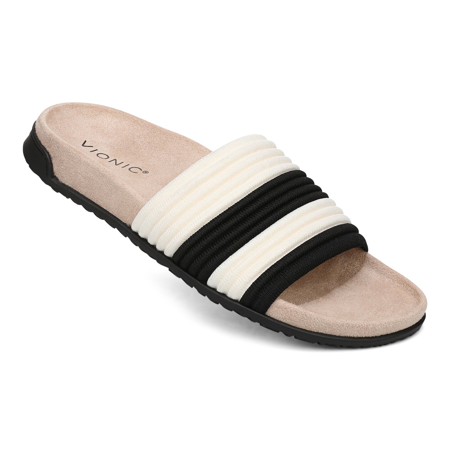 Evie Knit Slide Sandal - Black/Ivory