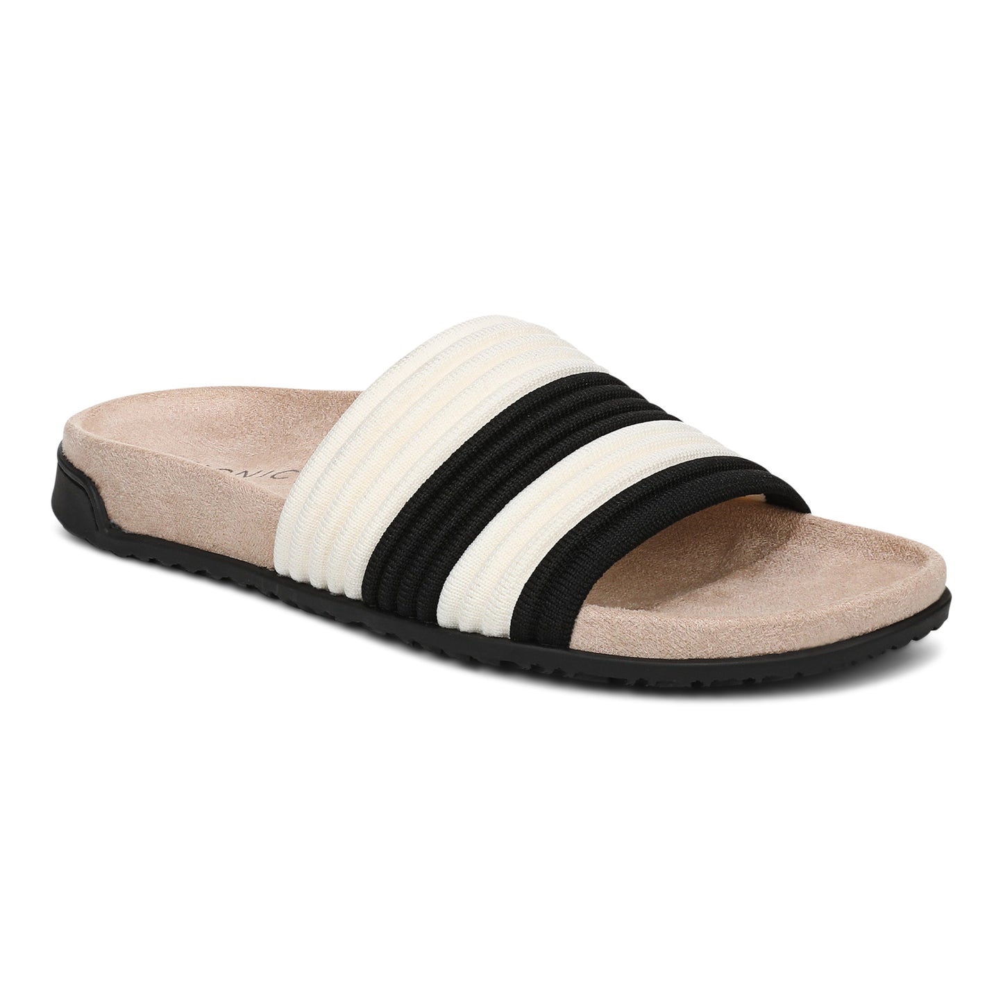 Evie Knit Slide Sandal - Black/Ivory