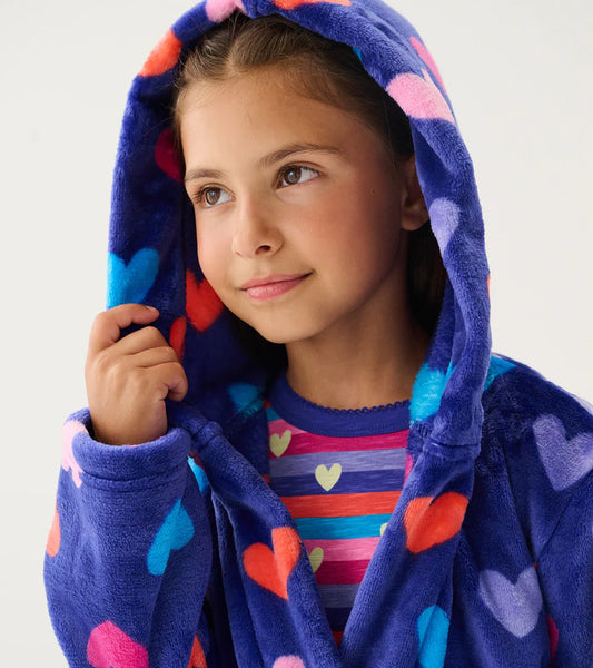 Hearts Fuzzy Fleece Children's Robe