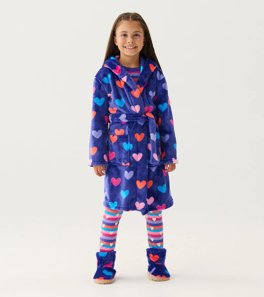 Hearts Fuzzy Fleece Children's Robe