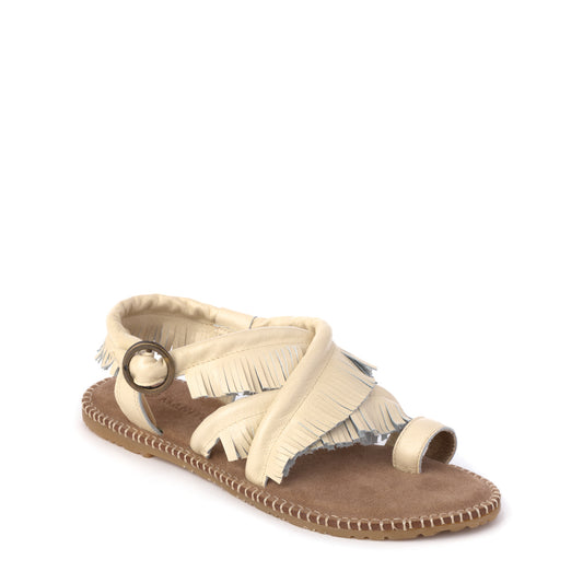 Wasaga Fringe Sandal - Cream LAST ONE SIZE 10