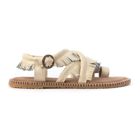 Wasaga Fringe Sandal - Cream LAST ONE SIZE 10