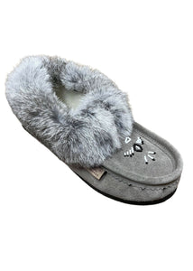 Ladies Moccasins with Crepe Sole - Grey