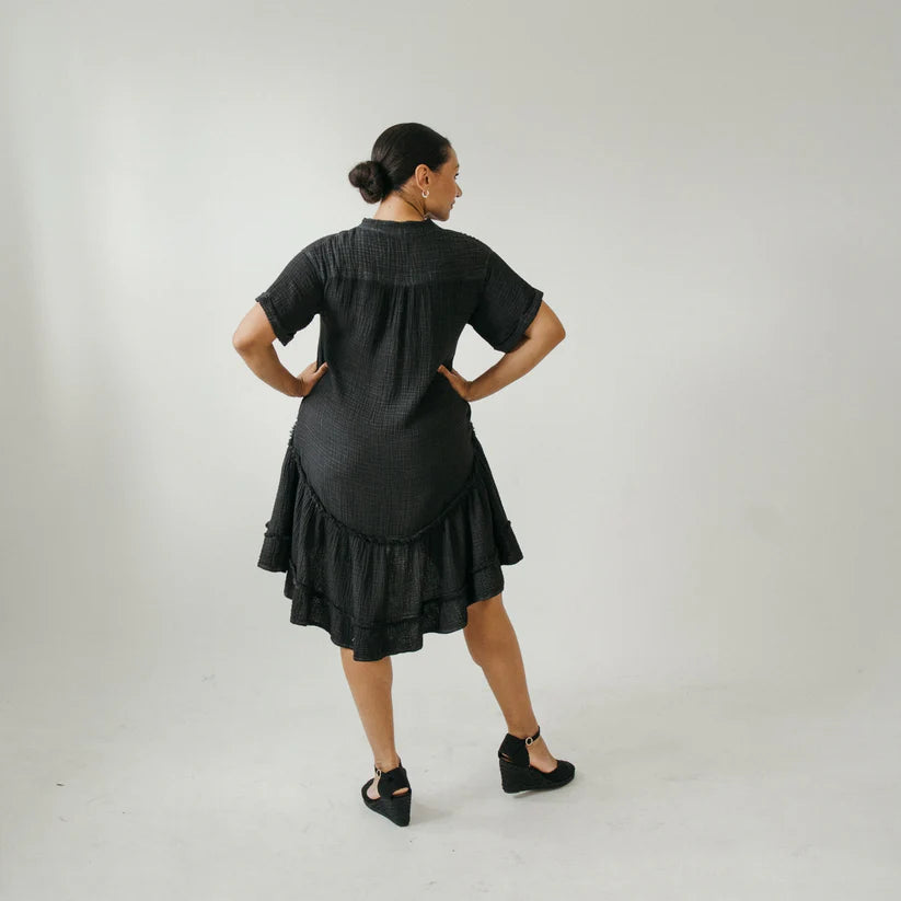 Crinkle Ruffled V Dress