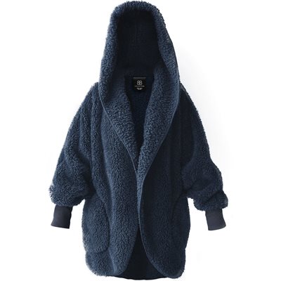 Suéter tipo sherpa afelpado para mujer - Azul marino