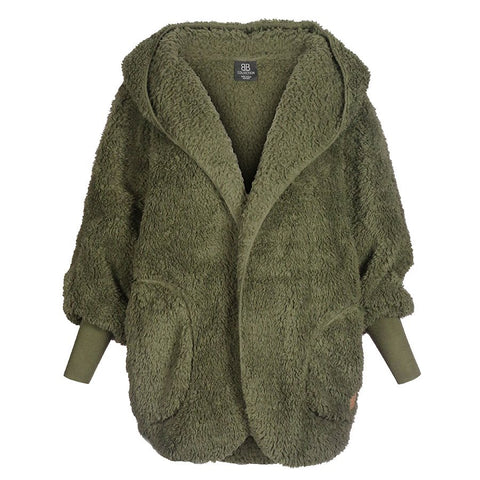 Women's Fluffy Sherpa Sweater - Khaki