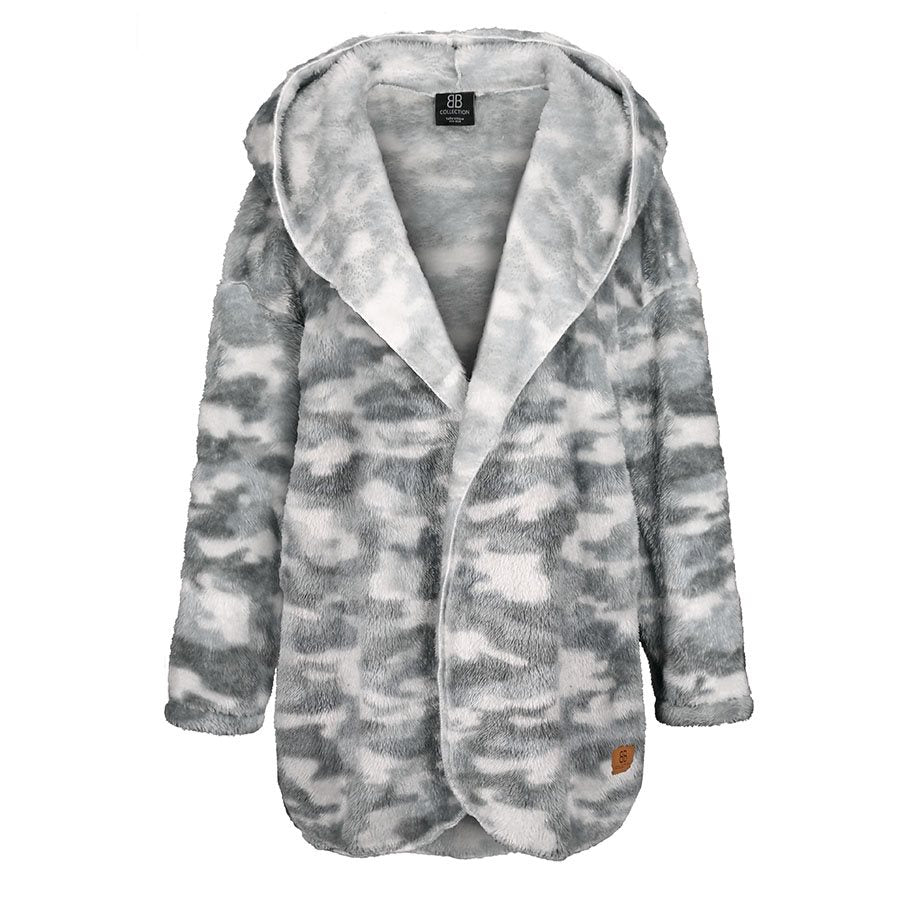 Women's Fluffy Sherpa Sweater - Camo