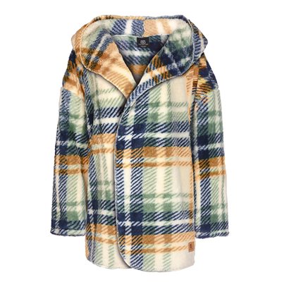 Women's Fluffy Sherpa Sweater - Navy Plaid