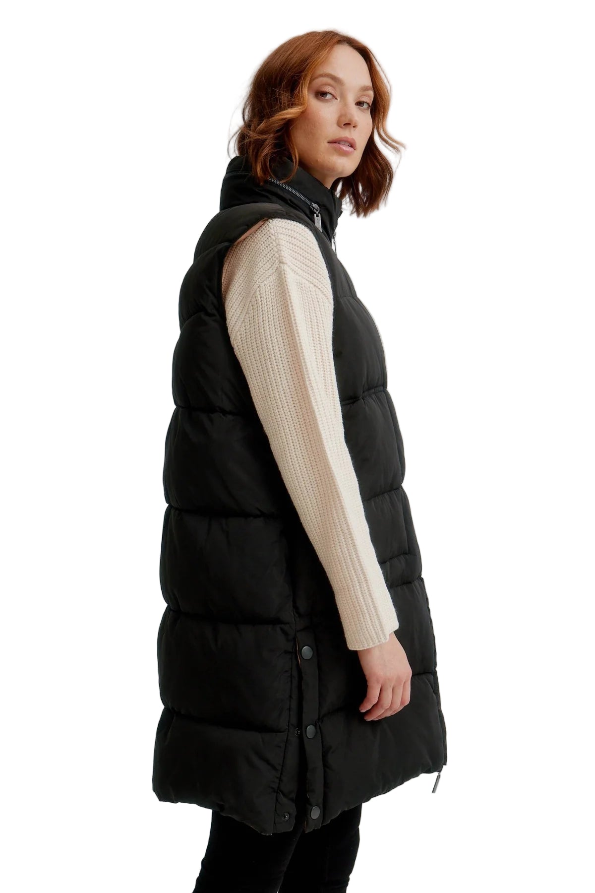 Long Puffer Vest - Black