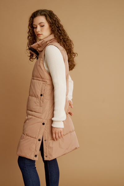 Long Puffer Vest - Bronze