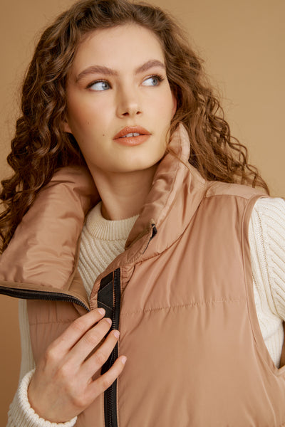 Long Puffer Vest - Bronze