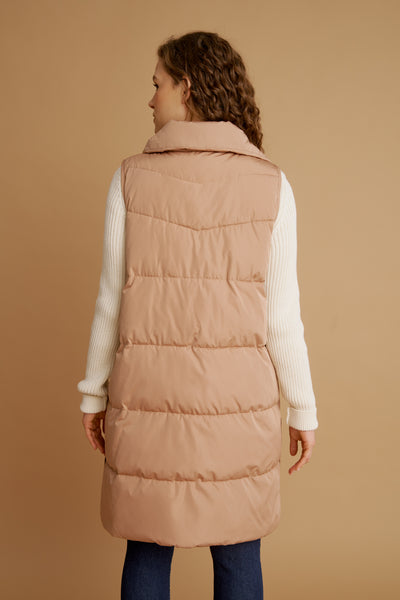 Long Puffer Vest - Bronze