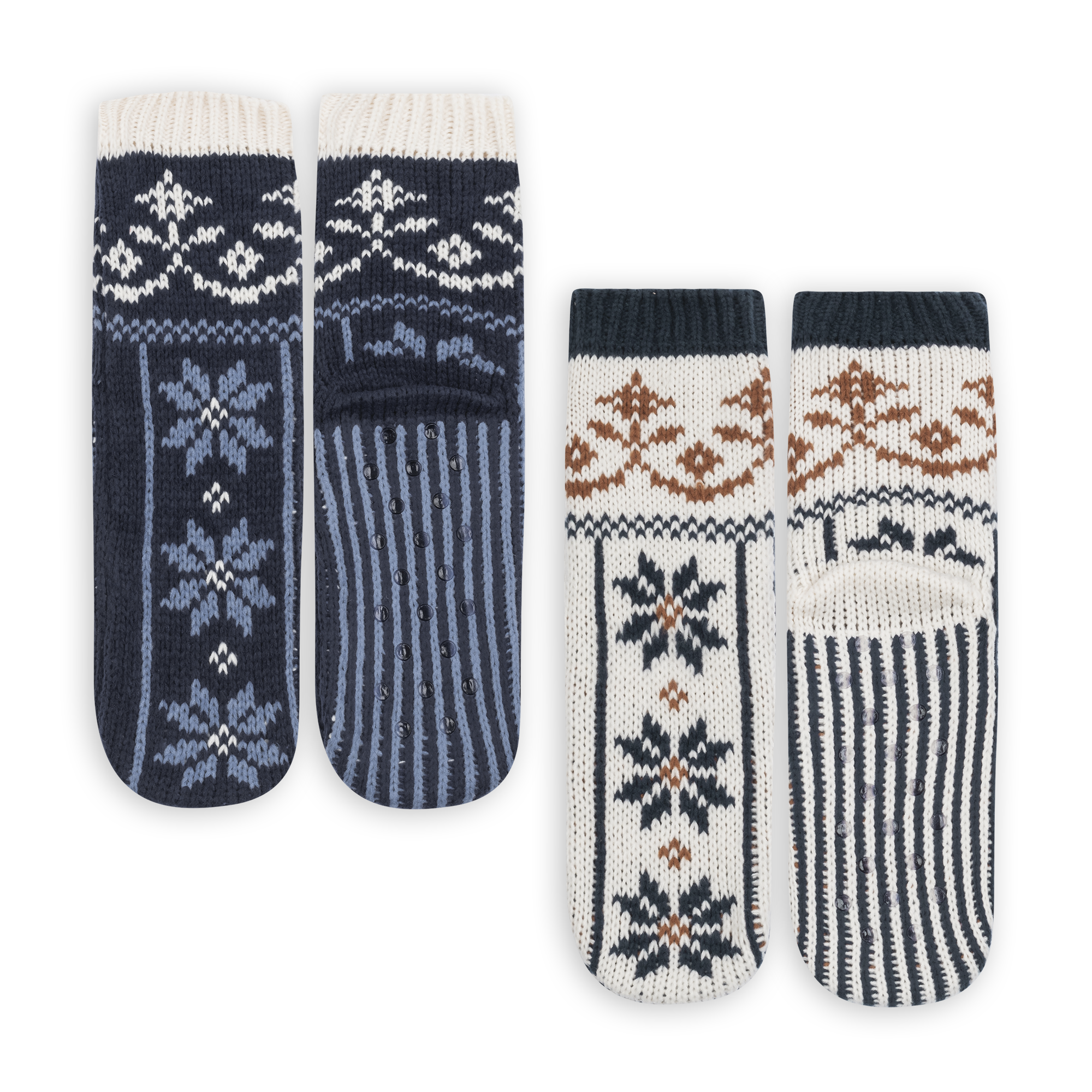 Snowfall Slipper Socks Navy/White