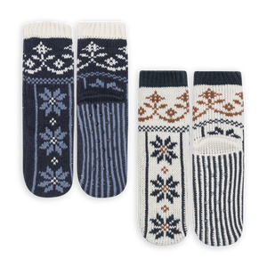 Snowfall Slipper Socks Navy/White