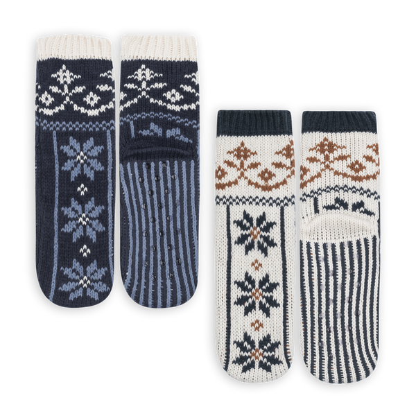 Snowfall Slipper Socks Navy/White