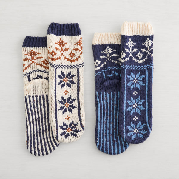 Snowfall Slipper Socks Navy/White