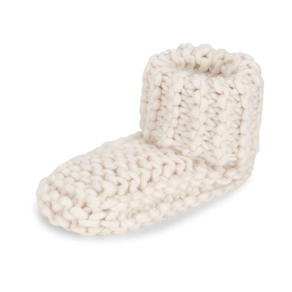 Cabin Cuffed Cute Slipper Bootie - Ivory