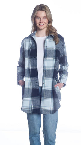 Shacket with Snaps - Navy Plaid