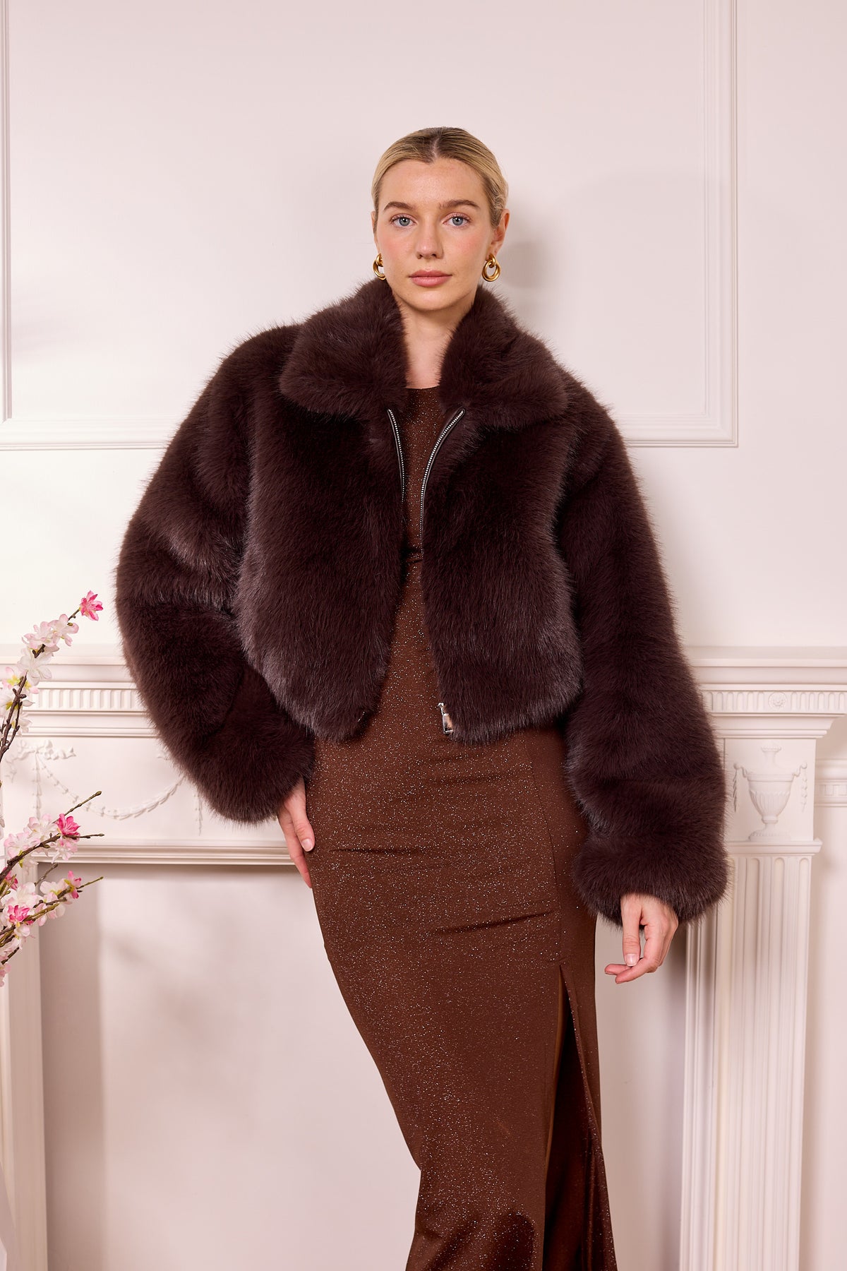 Goldleaf Faux Fur Jacket - Brown