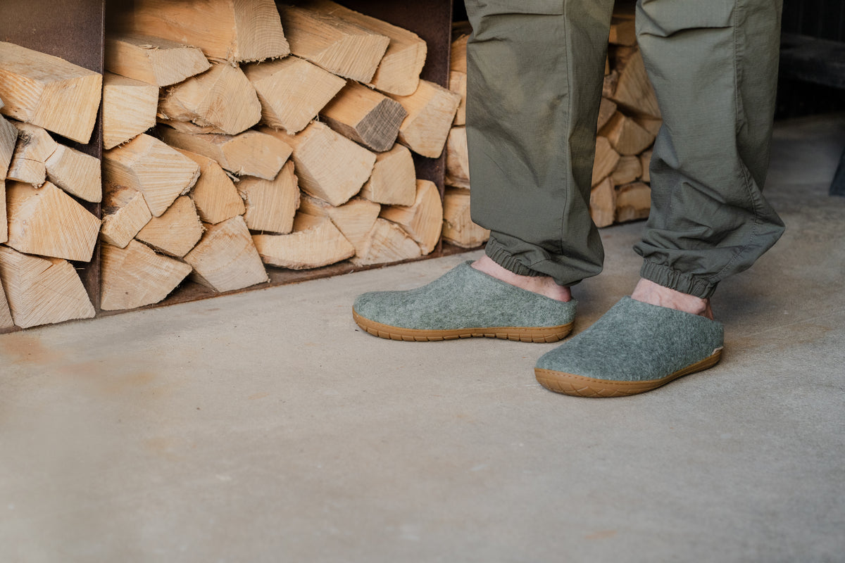 Glerups Slip On - Moss with Rubber Sole