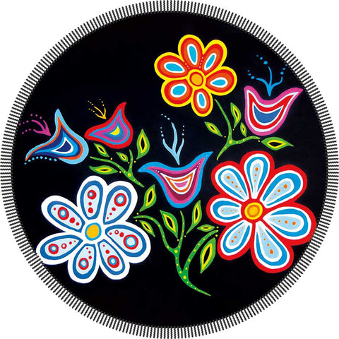 Happy Flower Microfiber Round Beach Towel/Blanket