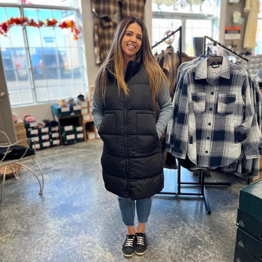 Long Puffer Vest - Black