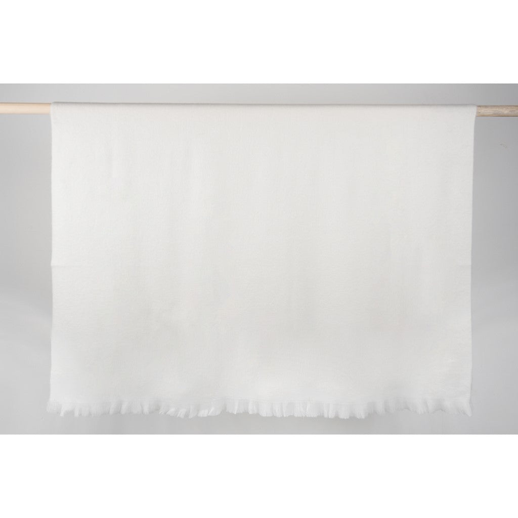 Solid Fringed Alpaca Throw - Coconut