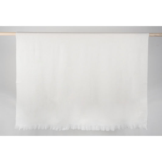 Solid Fringed Alpaca Throw - Coconut