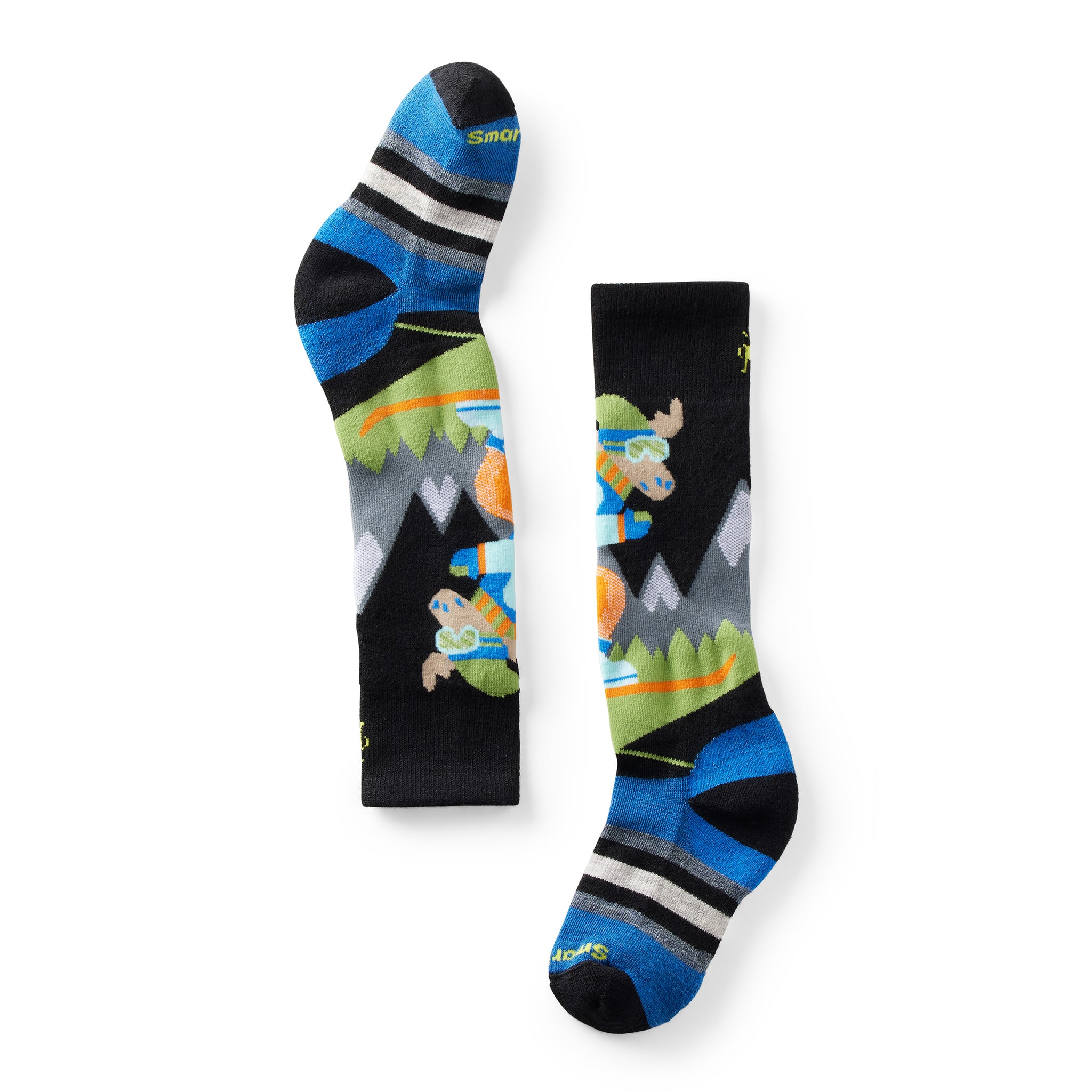 Kids' Wintersport Full Cushion Mountain Moose Pattern Over The Calf Socks