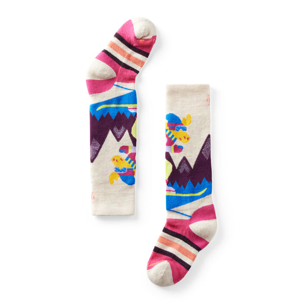 Kids' Wintersport Full Cushion Mountain Moose Pattern Over The Calf Socks