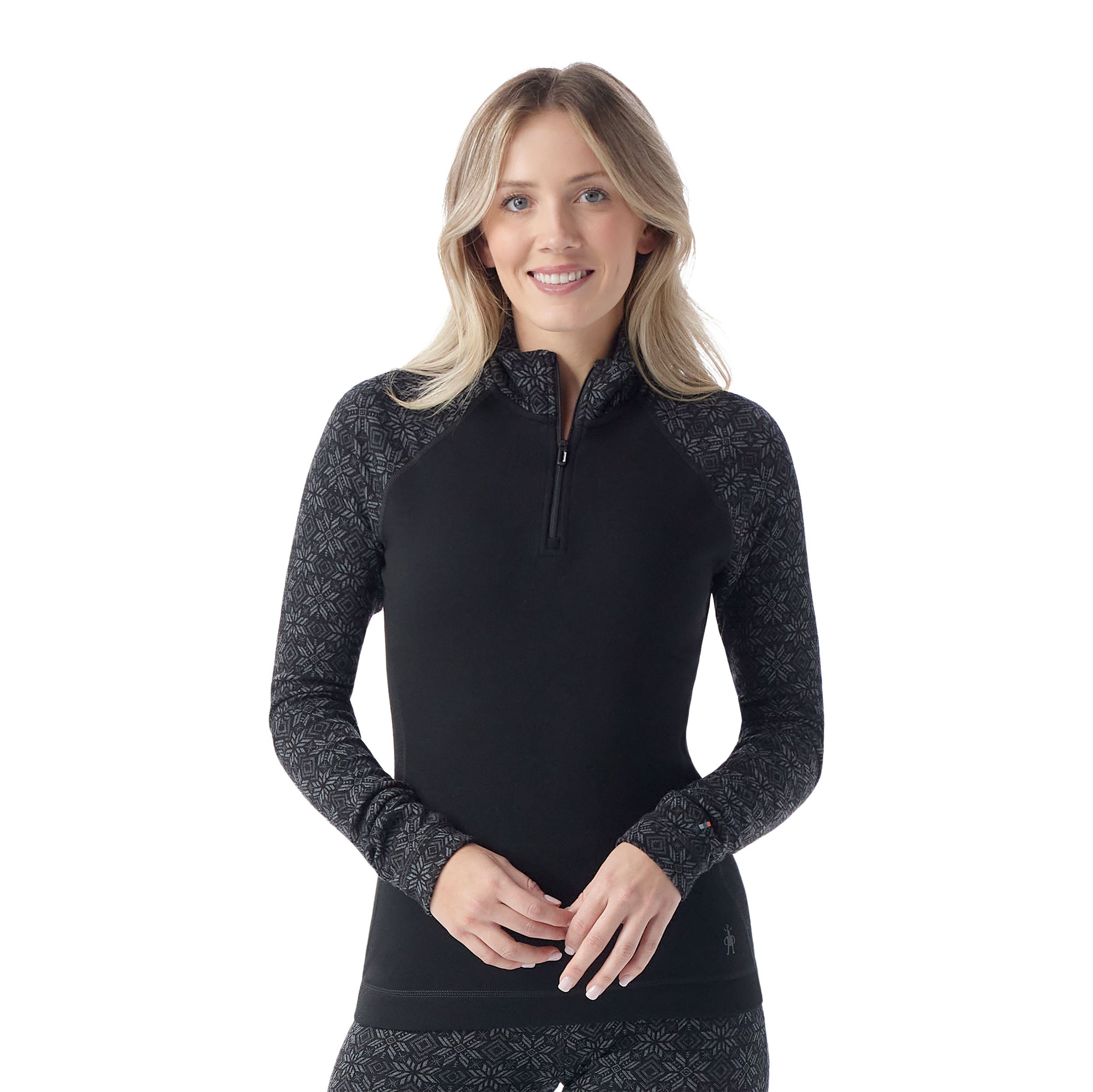 Women's Merino 250 Baselayer 1/4 Zip - Black Digi Snow