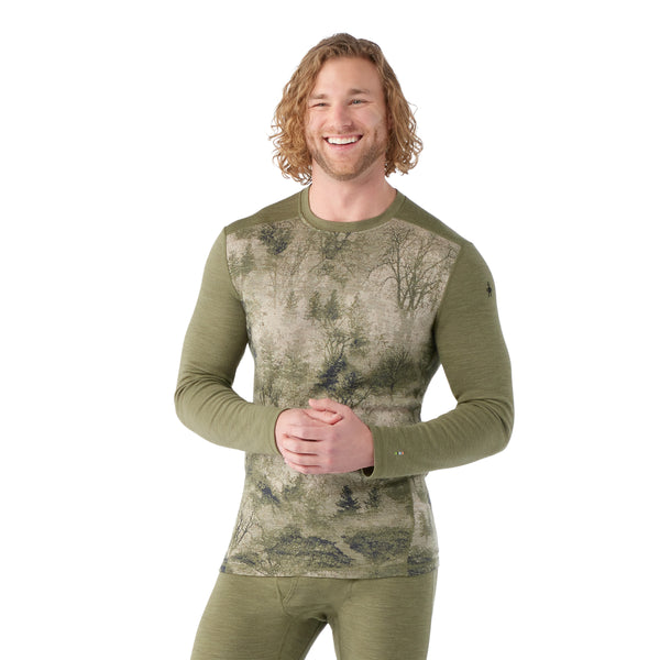 Men's Classic Thermal Merino Base Layer Crew - Winter Moss Forest