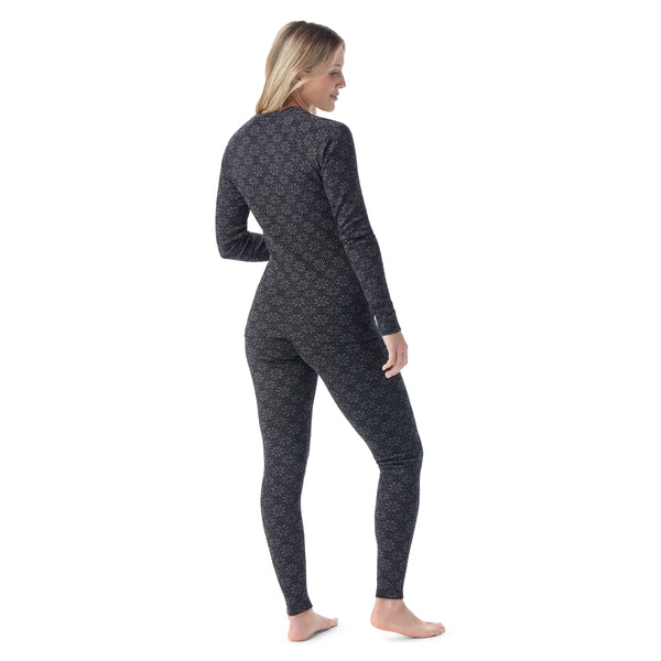 Women's Classic Thermal Merino Base Layer Crew - Black Digi Snow