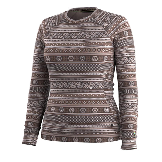 Women's Classic Thermal Merino Base Layer Crew - Mocha Fair Isle Fun