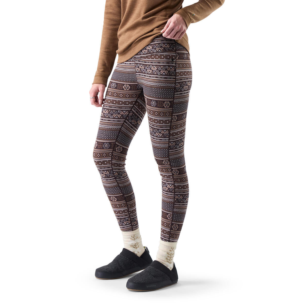 Women's Classic Thermal Merino Base Layer Bottom - Mocha Fair Isle Fun