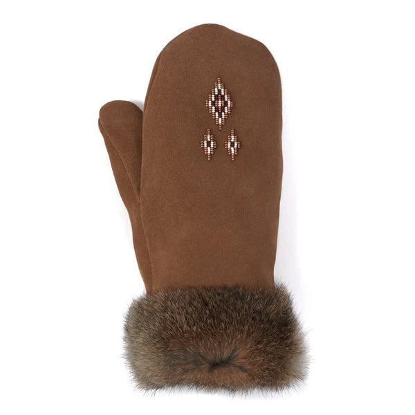 Fur Trim Mitt - Oak