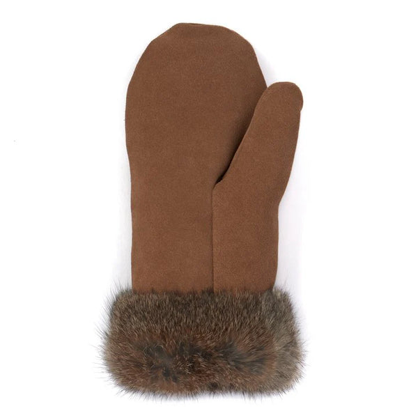 Fur Trim Mitt - Oak