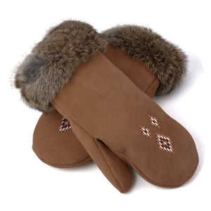 Fur Trim Mitt - Oak