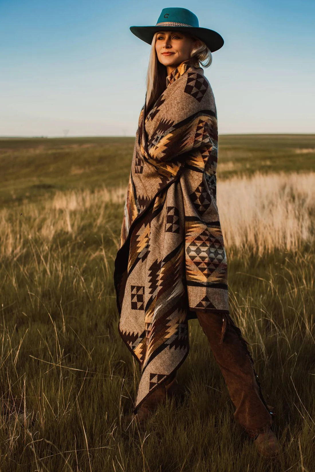 Prairie Sunset Aztec Alpaca Throw Blanket