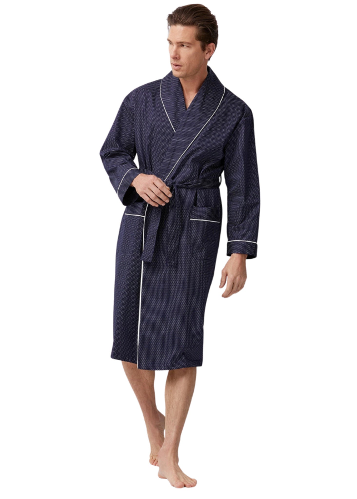 Interesting Robe Man Men's Robe - Navy Dot – Sheepskin Loft
