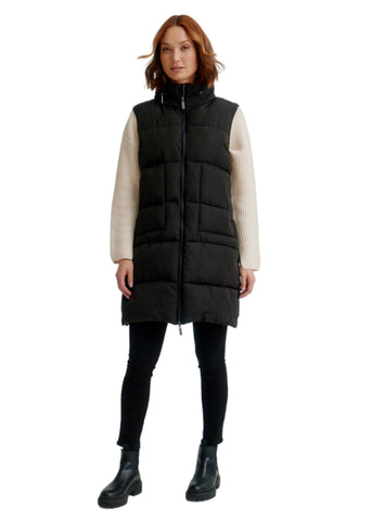 Long Puffer Vest - Black