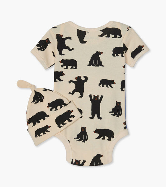 Baby Bear Blue Bodysuit & Hat - Blue