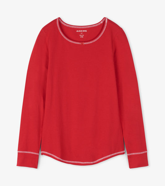 Women's Red Long Sleeve Pyjama Top