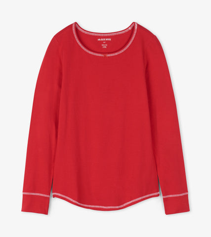 Women's Red Long Sleeve Pajama Top